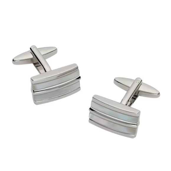 Pronto Uomo Men's Cufflinks, White/Silver - 83EC 80021